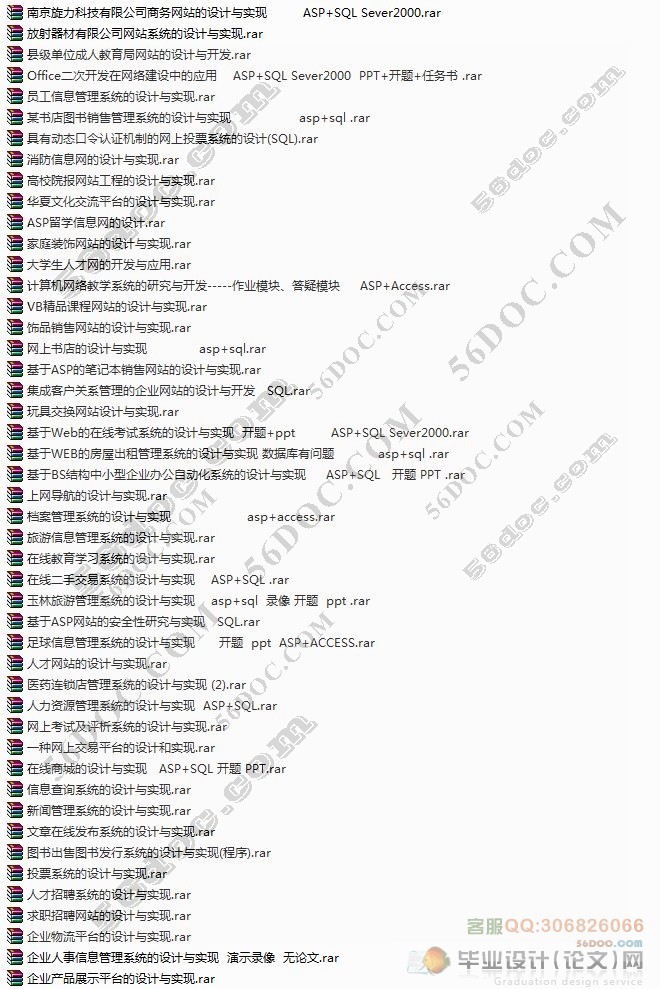 ASP/Access/SQL2000毕业设计(论文)选题/网站/程序设计题目