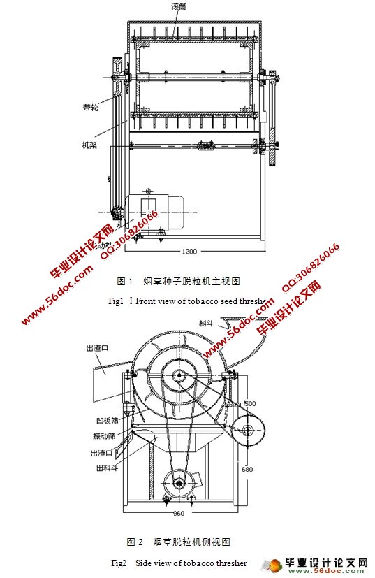 烟草种子脱粒机设计(含CAD零件图装配图)