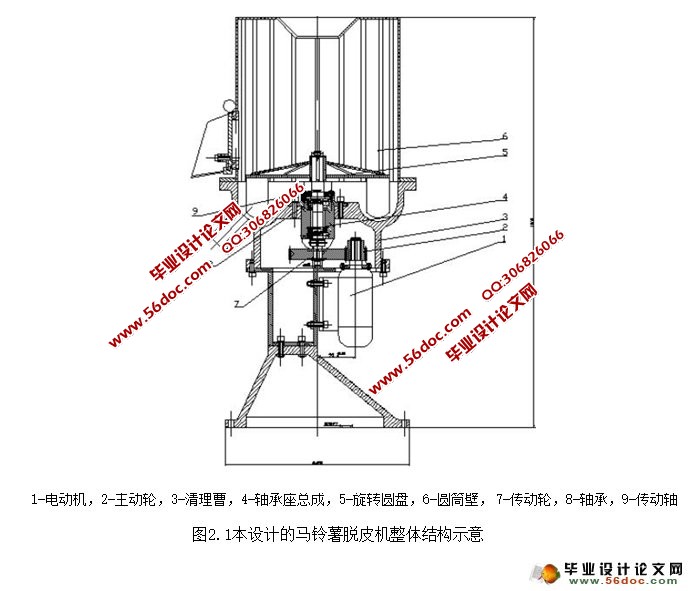 马铃薯脱皮机设计(含CAD零件图装配图)
