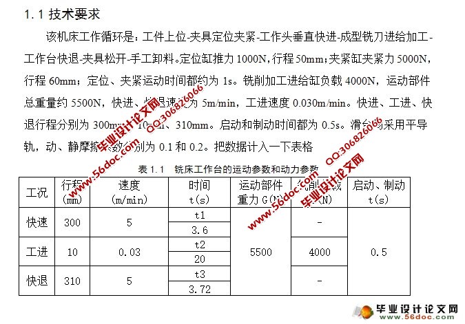 立式成型铣加工专用机床液压动力系统-执行元件设计