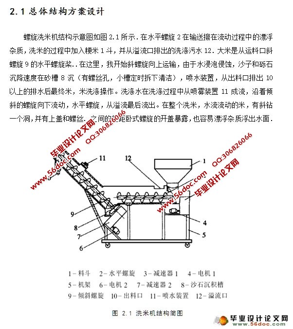 螺旋式洗米机结构设计(含CAD零件装配图)