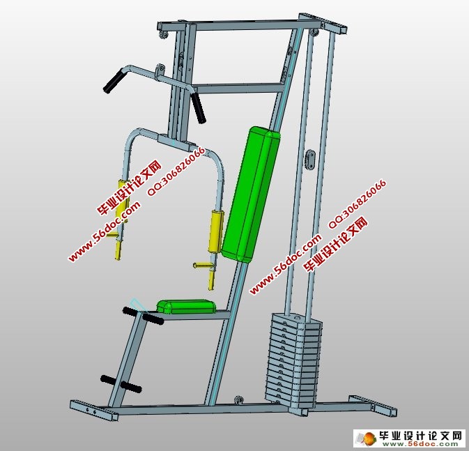 单人多功能健身器材产品3D设计(含CAD图,ProE三维图)