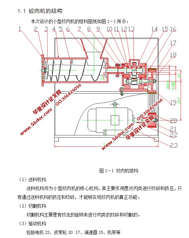 小型绞肉机的设计(含CAD零件装配图)